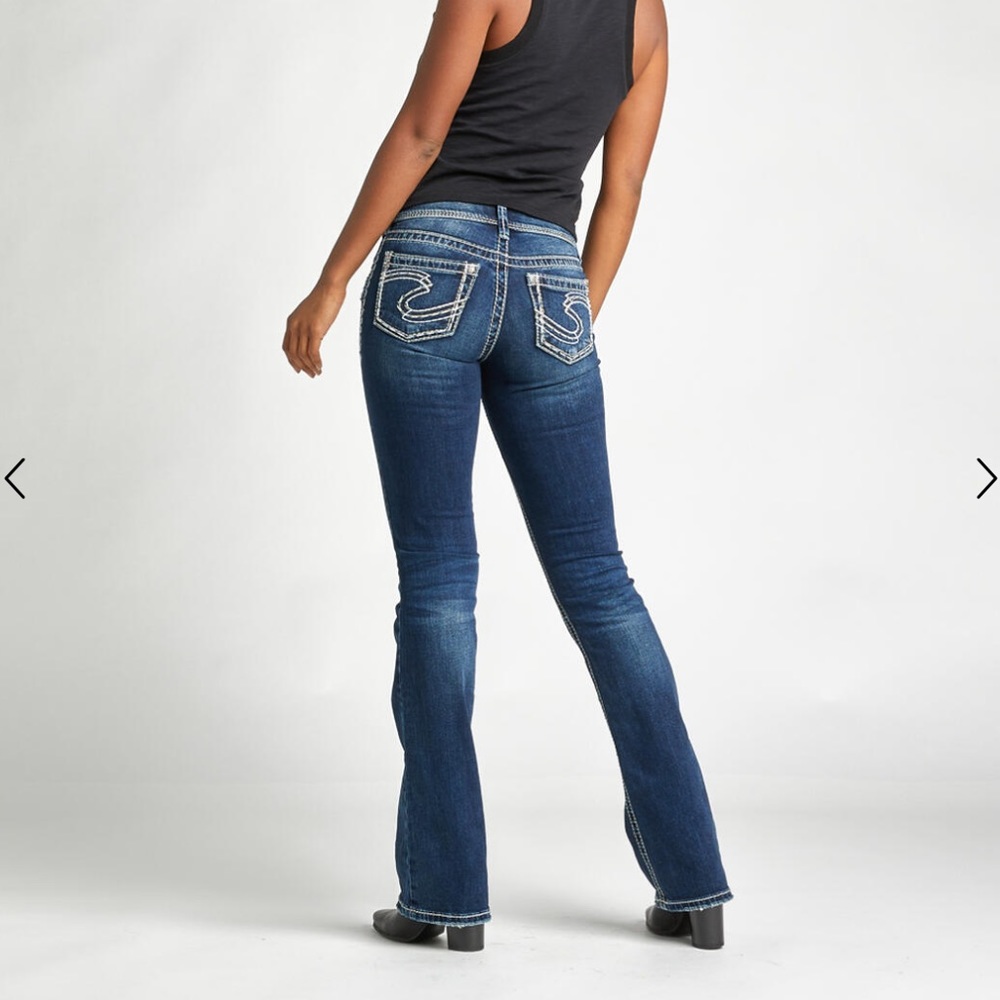 Silver Denim Blue Jeans Suki Boot Cut Mid Rise 16 Tall